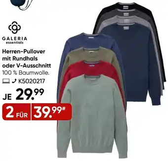 Galeria GALERIA essentials Herren-Pullover mit Rundhals oder V-Ausschnitt Angebot