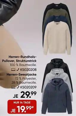 Galeria MANGUUN Herren-Rundhals Pullover, Strukturstrick Angebot