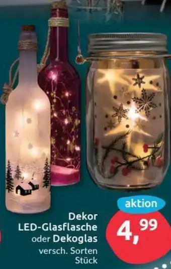 Budni Dekor LED Glasflasche oder Dekoglas Angebot