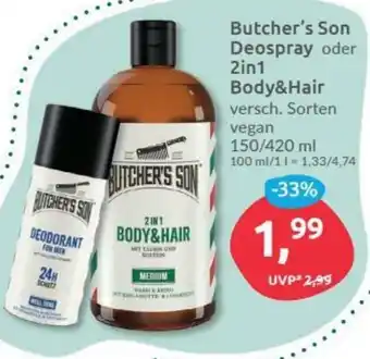 Budni Butcher's Son Deospray oder 2in1 Body & Hair 150/420ml Angebot