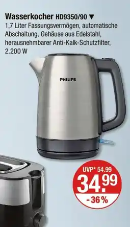 V Markt Philips wasserkocher hd9350/90 Angebot