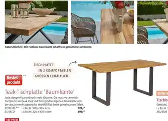 Bauhaus Teak-Tischplatte 'Baumkante' Angebot