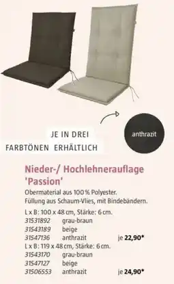 Bauhaus Nieder-/ Hochlehnerauflage 'Passion' Angebot