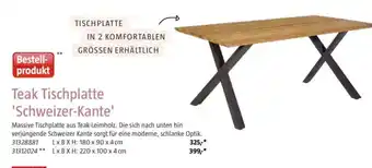 Bauhaus Teak Tischplatte 'Schweizer-Kante' Angebot