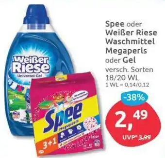 Budni Spee oder Weißer Riese Waschmittel Megaperls oder Gel Angebot