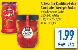 diska Schwartau Konfitüre Extra, Samt oder Weniger Zucker Angebot