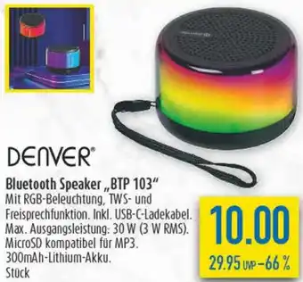 diska DENVER Bluetooth Speaker ,,BTP 103" Angebot