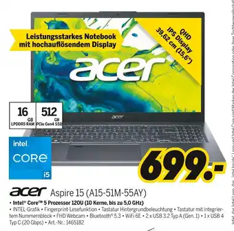 MEDIMAX Acer aspire 15 (a15-51m-55ay) Angebot