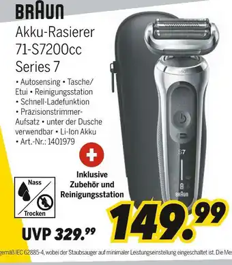 MEDIMAX Braun akku-rasierer 71-s7200cc series 7 Angebot