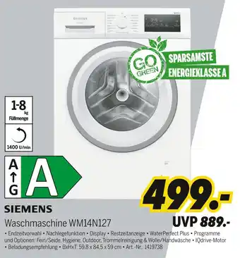 MEDIMAX Siemens waschmaschine wm14n127 Angebot