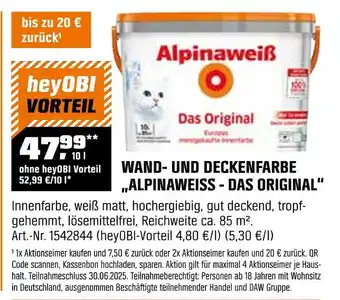 OBI Alpinaweiß wand- und deckenfarbe alpinawiess - das original Angebot