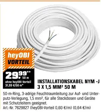 OBI Installationskabel nym -j 3 x 1,5 mm² 50 m Angebot