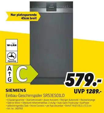 MEDIMAX Siemens einbau-geschirrspüler sr53eso1ld Angebot