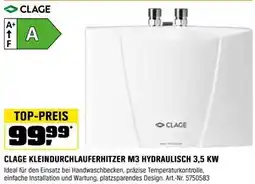 OBI Clage kleindurchlauferhitzer m3 hydraulisch 3,5 kw Angebot