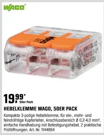 OBI Wago hebelklemme wago, 50er pack Angebot