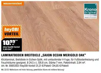 OBI Krono original laminatboden breitiele „saxon ocean merigold oak“ Angebot