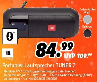 MEDIMAX JBL Portabler Lautsprecher TUNER 2 Angebot