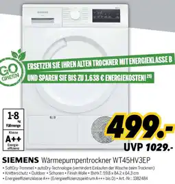 MEDIMAX SIEMENS Wärmepumpentrockner WT45HV3EP Angebot