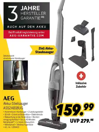 MEDIMAX AEG Akku-Stielsauger AS52AB18UG Angebot