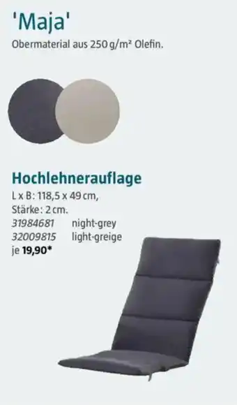 Bauhaus Hochlehnerauflage 'Maja' Angebot