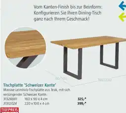 Bauhaus Tischplatte 'Schweizer Kante' Angebot