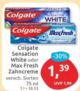 Budni Colgate Sensation White oder Max Fresh Zahncreme Angebot