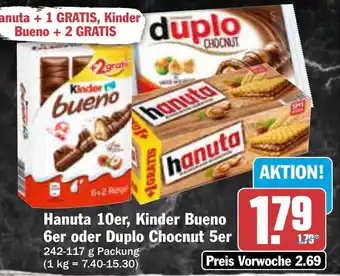 AEZ Hanuta 10er, Kinder Bueno 6er oder Duplo Chocnut 5er Angebot