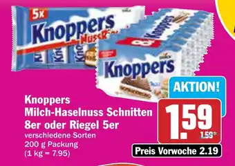 AEZ Knoppers Milch-Haselnuss Schnitten 8er oder Riegel 5er Angebot