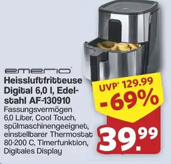 Famila Nord West emerio Heissluftfritteuse Digital 6,0 l, Edel- stahl AF-130910 Angebot