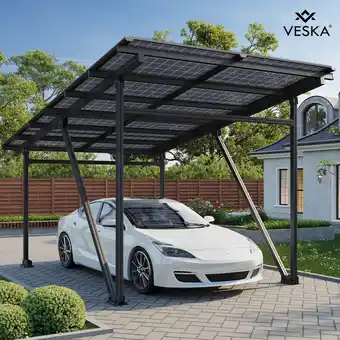 Netto Marken-Discount VESKA Solar-Carport EcoPort 5000Bi mit 10 Modulen - Effiziente und Nachhaltige Energiegewinnung in anthrazit Angebot