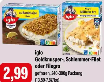 Feneberg iglo Goldknusper-, Schlemmer-Filet oder Filegro Angebot