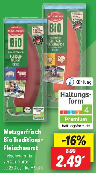 Lidl Metzgerfrisch Bio Traditions Fleischwurst Angebot