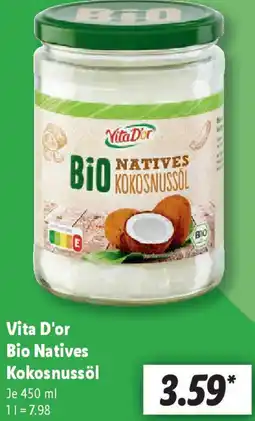 Lidl Vita D'or Bio Natives Kokosnussöl Angebot