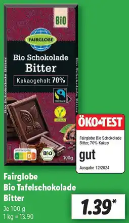 Lidl Fairglobe Bio Schokolade Bitter Angebot