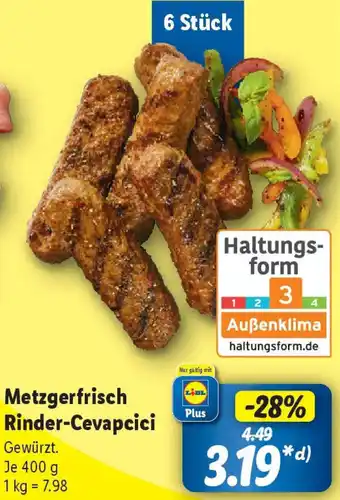 Lidl Metzgerfrisch Rinder-Cevapcici Angebot