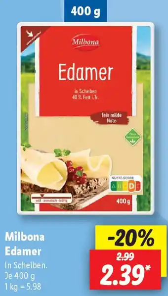 Lidl Milbona Edamer Angebot