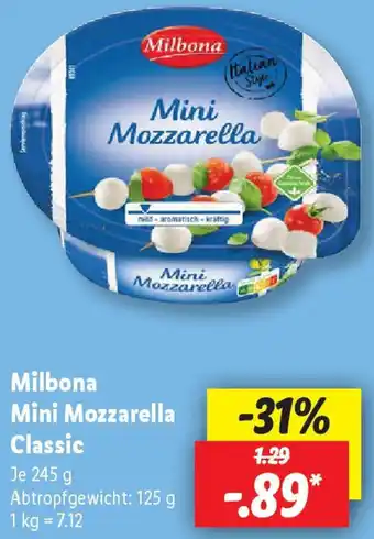 Lidl Milbona Mini Mozzarella Classic Angebot