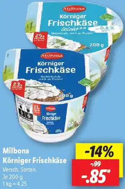 Lidl Milbona Körniger Frischkäse Angebot