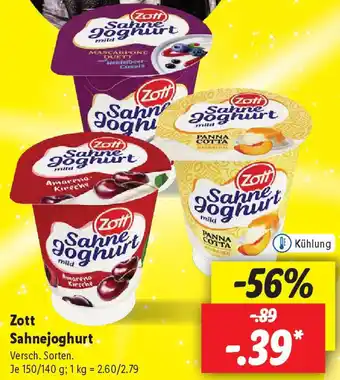 Lidl Zott Sahnejoghurt Angebot