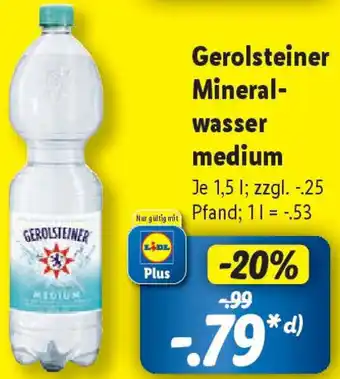 Lidl Gerolsteiner Mineralwasser medium Angebot