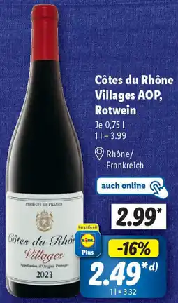 Lidl Côtes du Rhône Villages AOP, Rotwein Angebot