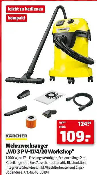 Hagebau Kärcher mehrzwecksauger wd 3 p v-17/4/20 workshop Angebot