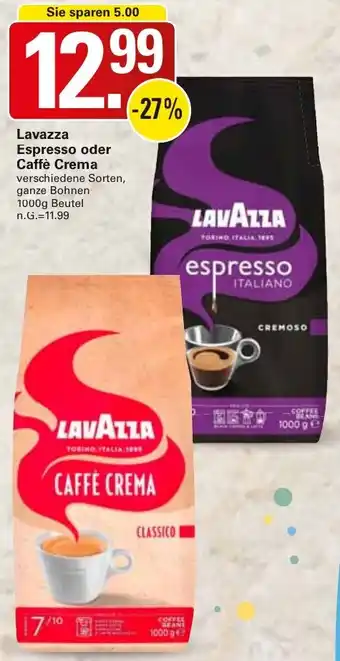 WEZ Lavazza Espresso oder Caffè Crema Angebot