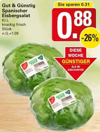 WEZ Gut & Günstig Spanischer Eisbergsalat Angebot