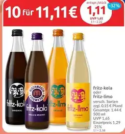 Budni Fritz-limo oder fritz-kola Angebot