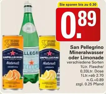 WEZ San Pellegrino Mineralwasser oder Limonade Angebot