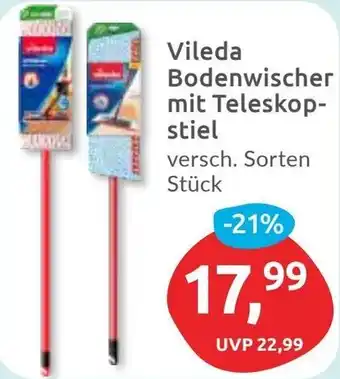 Budni Vileda Bodenwischer mit Teleskop- stiel Angebot