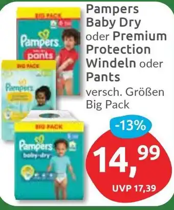 Budni Pampers Baby Dry oder Premium Protection Windeln oder Pants Angebot