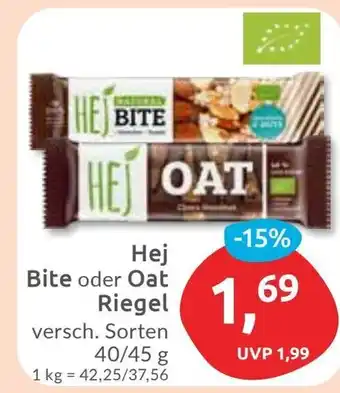 Budni Hej Bite oder Oat Riegel Angebot