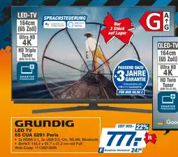 expert Techno Land GRUNDIG LED TV 65 CUA 8291 Paris Angebot